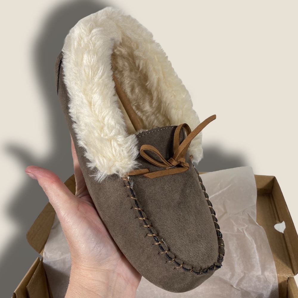 Sz 8 Portland Boot Company Shearling Lined Slippers - Pewter